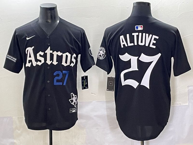 Men 2025 Houston Astros #27 Altuve Black Five generations Joint Name Nike MLB Jersey style 6